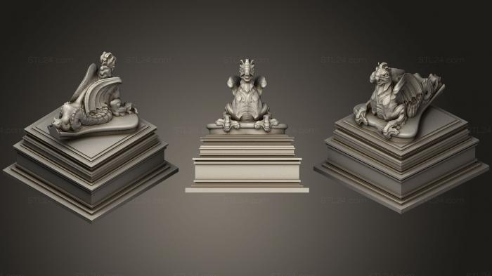 Статуэтки грифоны и драконы (Горгульи 07, STKG_0142) 3D модель для ЧПУ станка